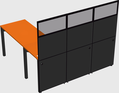 Shared l-shaped cubicle