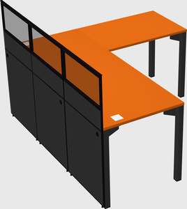 Shared l-shaped cubicle