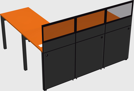 Shared l-shaped cubicle