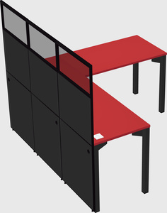 Shared l-shaped cubicle