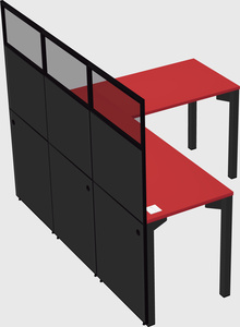 Shared l-shaped cubicle