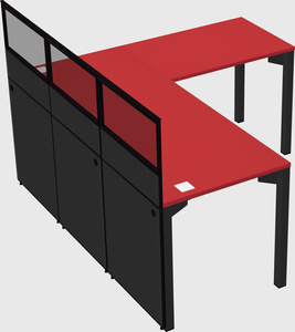 Shared l-shaped cubicle