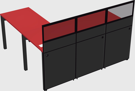 Shared l-shaped cubicle