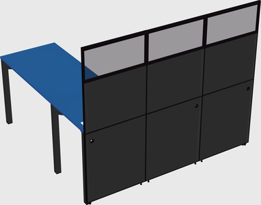 Shared l-shaped cubicle