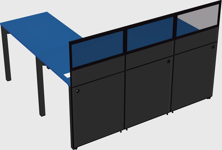 Shared l-shaped cubicle