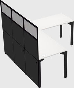 Shared l-shaped cubicle