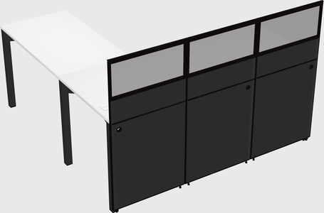 Shared l-shaped cubicle