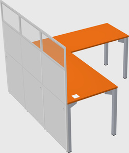Shared l-shaped cubicle