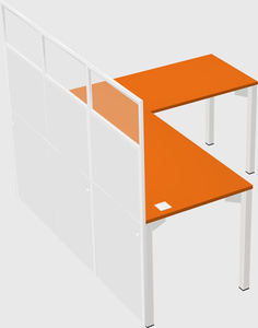Shared l-shaped cubicle