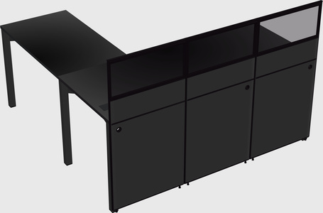 Shared l-shaped cubicle