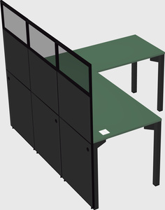 Shared l-shaped cubicle
