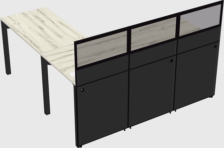 Shared l-shaped cubicle