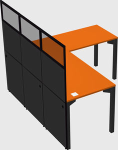 Shared l-shaped cubicle