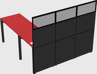 Shared l-shaped cubicle