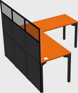 Shared l-shaped cubicle