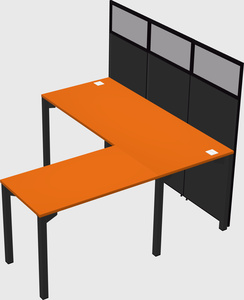 Shared l-shaped cubicle