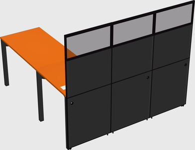 Shared l-shaped cubicle