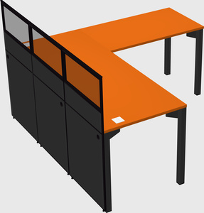 Shared l-shaped cubicle