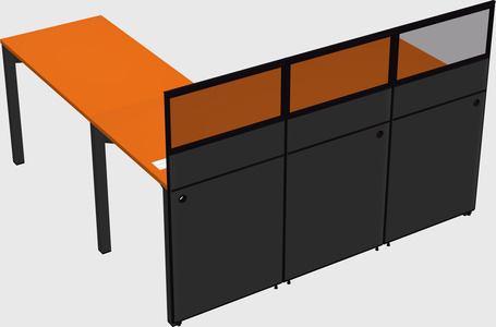 Shared l-shaped cubicle