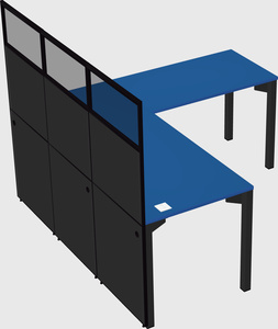 Shared l-shaped cubicle