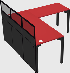 Shared l-shaped cubicle