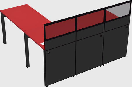 Shared l-shaped cubicle