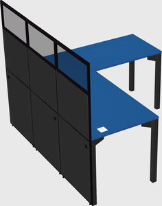 Shared l-shaped cubicle
