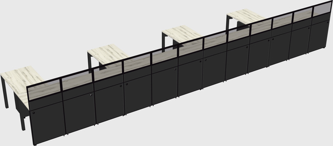 Shared l-shaped cubicle