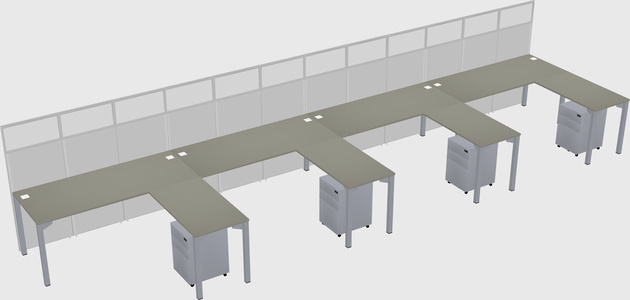 Shared l-shaped cubicle