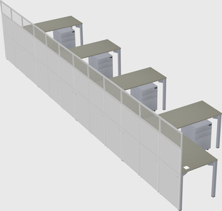 Shared l-shaped cubicle