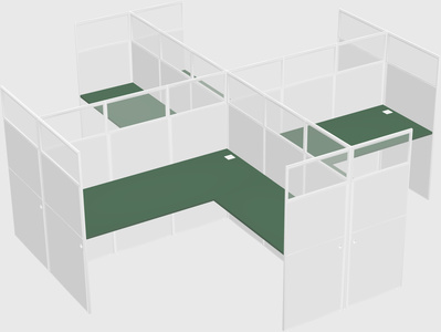 Shared l-shaped cubicles