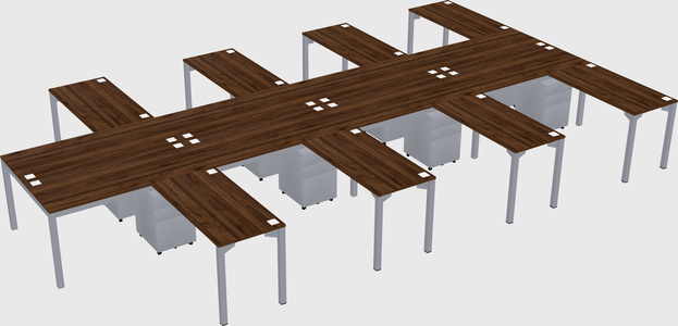 Mesa compartilhada em forma de l