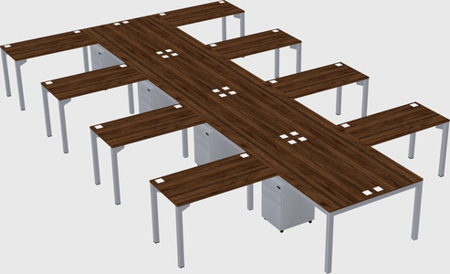 Mesa compartilhada em forma de l