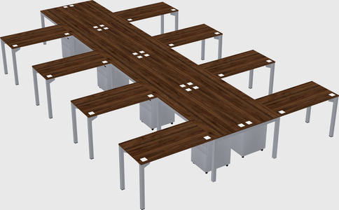 Mesa compartilhada em forma de l