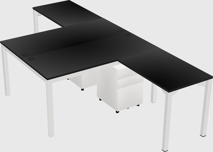 Mesa compartilhada em forma de l