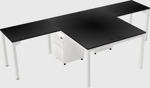 Mesa compartilhada em forma de l