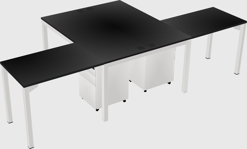 Mesa compartilhada em forma de l