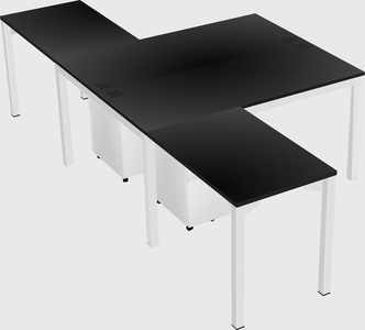 Mesa compartilhada em forma de l