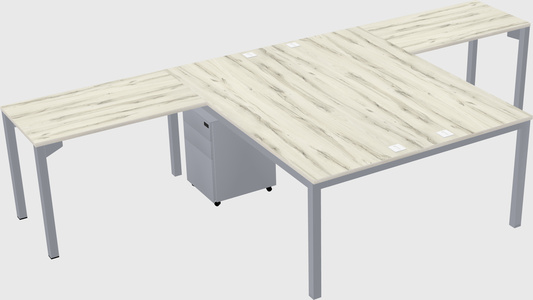 Nakabahaging l-shaped desk