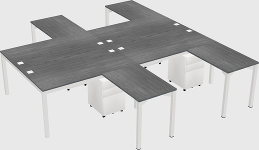 Mesa compartilhada em forma de l
