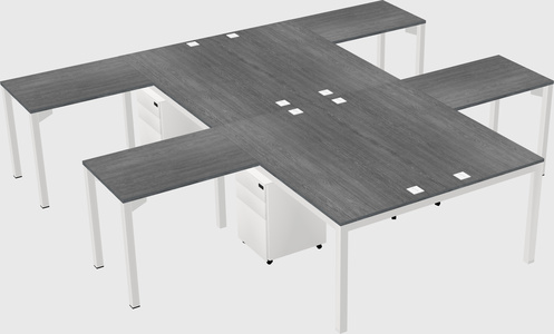 Mesa compartilhada em forma de l