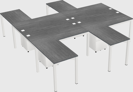 Mesa compartilhada em forma de l