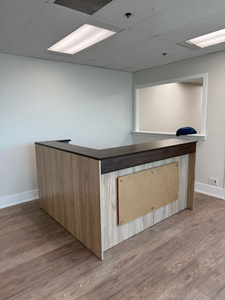 L-shaped reception desk