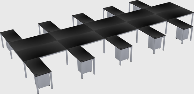Shared l-shaped desk