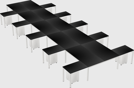 Shared l-shaped desk