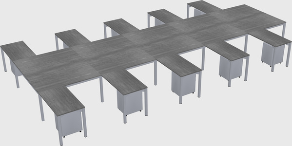 Shared l-shaped desk