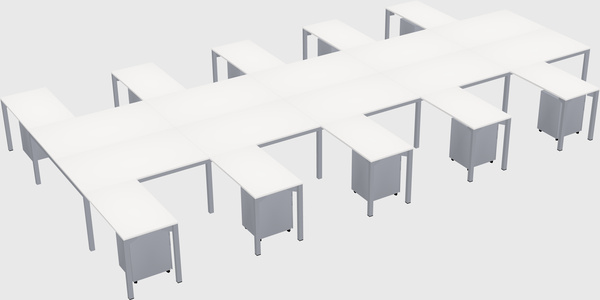 Shared l-shaped desk