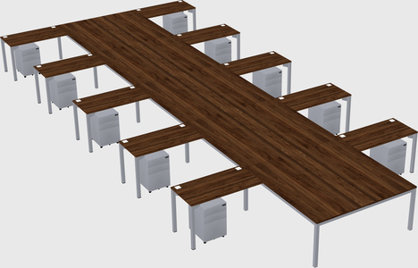 Shared l-shaped desk