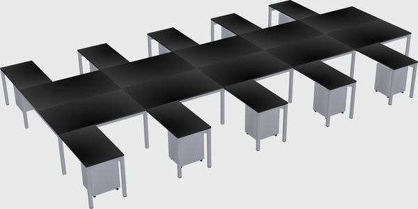 Shared l-shaped desk