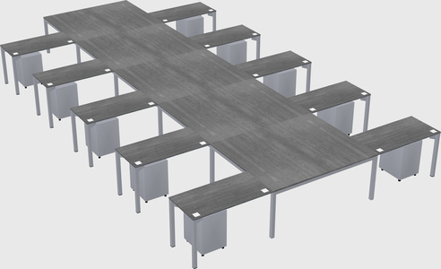 Shared l-shaped desk